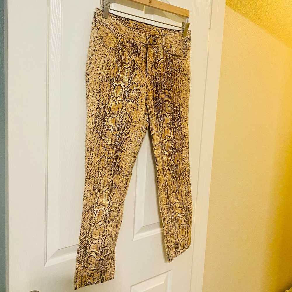 Euc Tory Burch Python Snakeskin Print Skinny Jeans - image 3